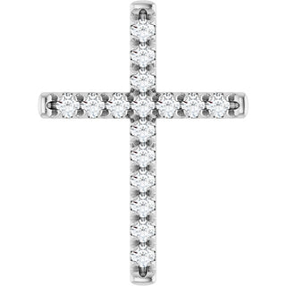 Sterling Silver 3/4 CTW Natural Diamond French-Set Cross Pendant
