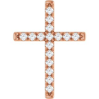 14K Rose 1 CTW Natural Diamond French-Set Cross Pendant