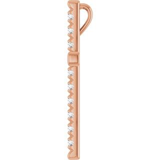 14K Rose 3/4 CTW Natural Diamond French-Set Cross Pendant