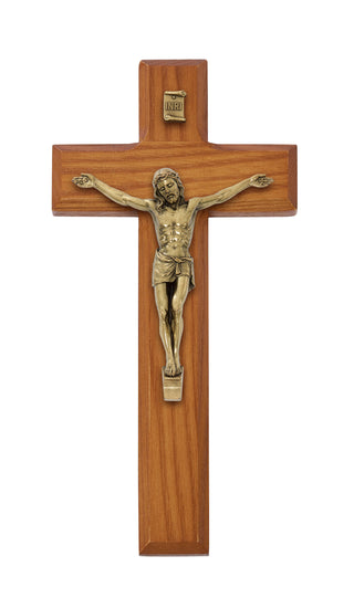  Stained Oak Crucifix Gold Corpus
