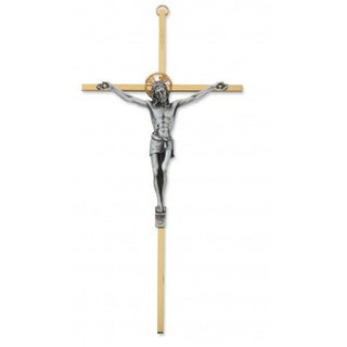 10" Tutone Sterling Silver Crucifix