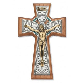 8-inch Walnut Celtic Crucifix Tutone