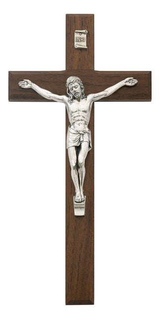  Walnut Silver Crucifix