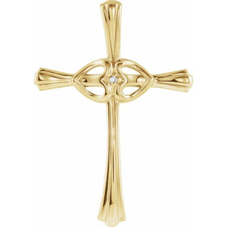 14K Yellow .005 CT Natural Diamond Cross Pendant