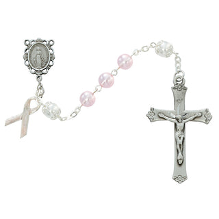 Sterling Silver 7MM Pink Pearl Cancer Rosary