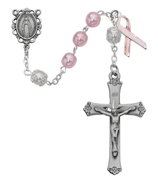 Pink Faux Pearl Cancer Rosary