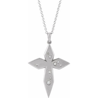 Platinum .08 CTW Natural Diamond Cross 16-18" Necklace