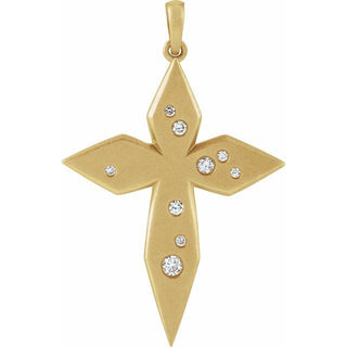 14K Yellow .08 CTW Natural Diamond Cross Pendant