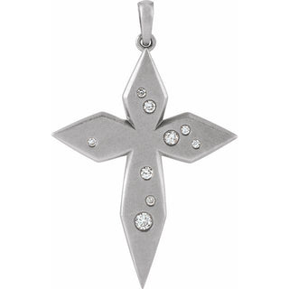 Sterling Silver .08 CTW Natural Diamond Cross Pendant