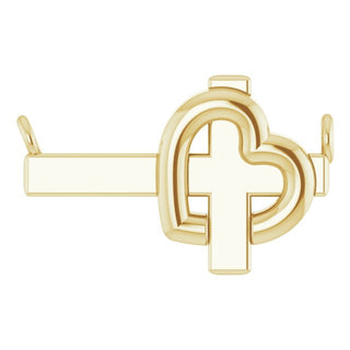 14K Yellow 12.6x7.8 mm Sideways Cross & Heart Necklace Center