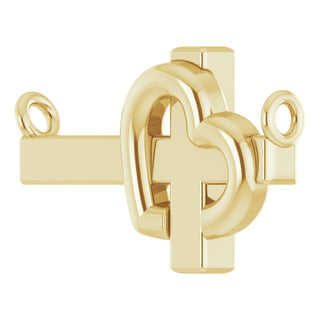 14K Yellow 12.6x7.8 mm Sideways Cross & Heart Necklace Center