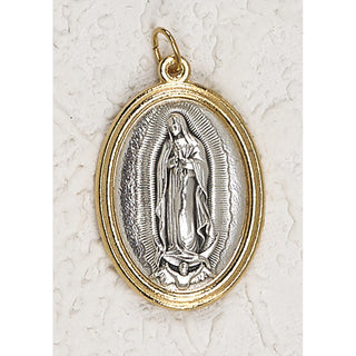 Bulk Lady of Guadalupe Gold and Silver Toned 1-1/2 inch Oval Medal with Pray for Us on back