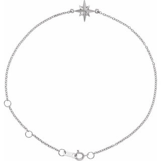 14K White Star 6 1/2-7 1/2" Bracelet