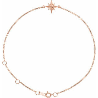 14K Rose Star 6 1/2-7 1/2" Bracelet