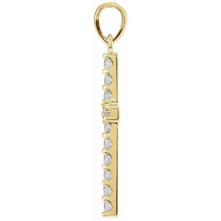 14K Yellow 3/4 CTW Lab-Grown Diamond Cross Pendant