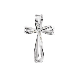 14K White 1/10 CTW Natural Diamond Cross Pendant