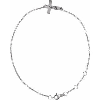 Platinum Engravable Cross 6 1/2-7 1/2" Bracelet