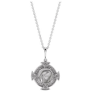 Sterling Silver Virgin Mary Cross 16-18" Necklace