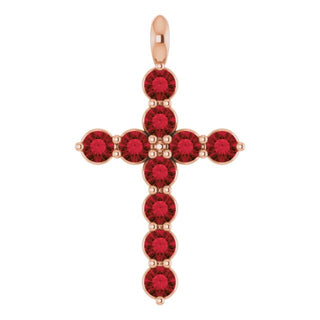 14K Rose Natural Mozambique Garnet Cross Pendant