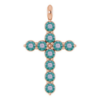 14K Rose Lab-Grown Alexandrite Cross Pendant