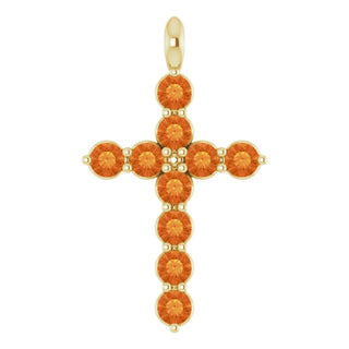 14K Yellow Natural Citrine Cross Pendant