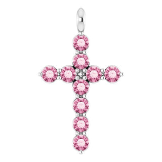 Platinum Natural Pink Tourmaline Cross Pendant