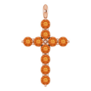 14K Rose Natural Citrine Cross Pendant