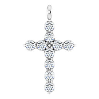 Platinum Natural White Sapphire Cross Pendant