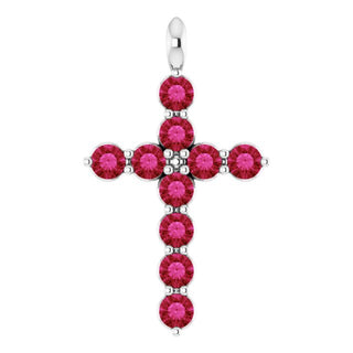 Platinum Natural Ruby Cross Pendant