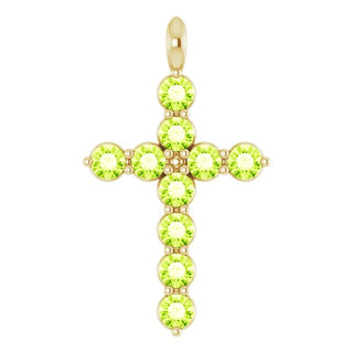 14K Yellow Natural Peridot Cross Pendant