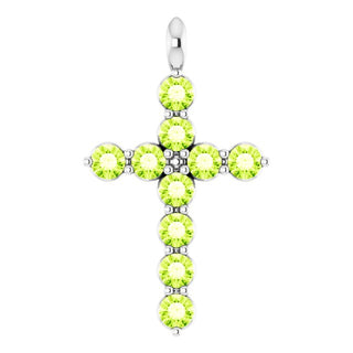 Platinum Natural Peridot Cross Pendant