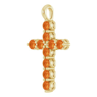 14K Yellow Natural Citrine Cross Pendant