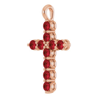 14K Rose Natural Mozambique Garnet Cross Pendant
