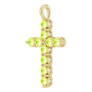 14K Yellow Natural Peridot Cross Pendant