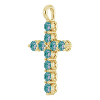 14K Yellow Natural Alexandrite Cross Pendant