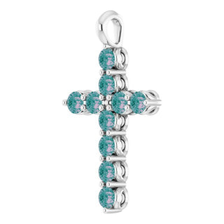 Sterling Silver Lab-Grown Alexandrite Cross Pendant