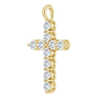 14K Yellow Natural White Sapphire Cross Pendant