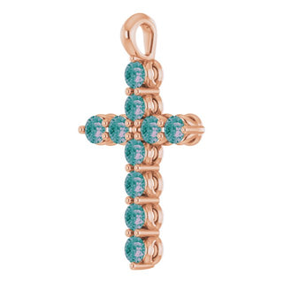 14K Rose Natural Alexandrite Cross Pendant