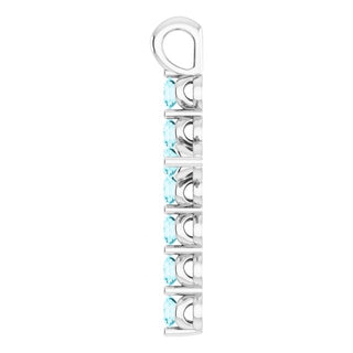 14K White Natural Blue Zircon Cross Pendant