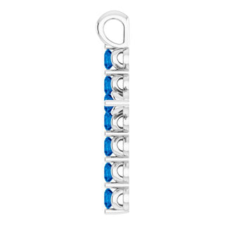 14K White Natural Blue Sapphire Cross Pendant