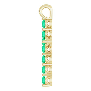 14K Yellow Lab-Grown Emerald Cross Pendant