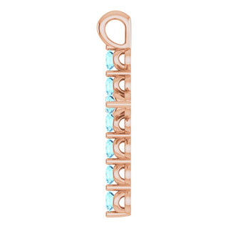 14K Rose Natural Aquamarine Cross Pendant