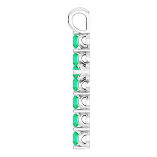 14K White Lab-Grown Emerald Cross Pendant