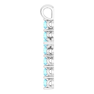 14K White Natural Aquamarine Cross Pendant