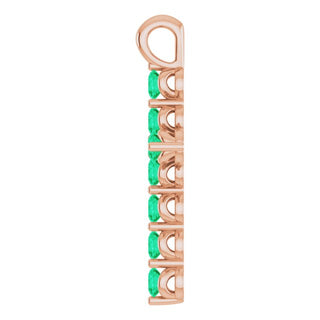 14K Rose Lab-Grown Emerald Cross Pendant