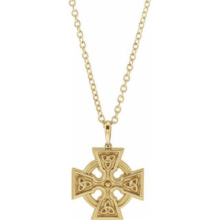 14K Yellow Celtic-Inspired Cross 20" Necklace 