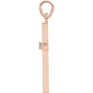 14K Rose Natural Aquamarine Cross Pendant