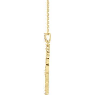 14K Yellow 1/6 CTW Natural Diamond Guardian Angel 16-18" Necklace 