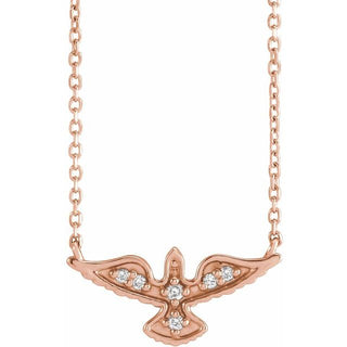 14K Rose .05 CTW Natural Diamond Petite Holy Spirit 18" Necklace