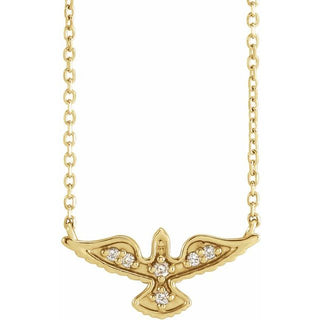 14K Yellow .05 CTW Natural Diamond Petite Holy Spirit 16" Necklace
